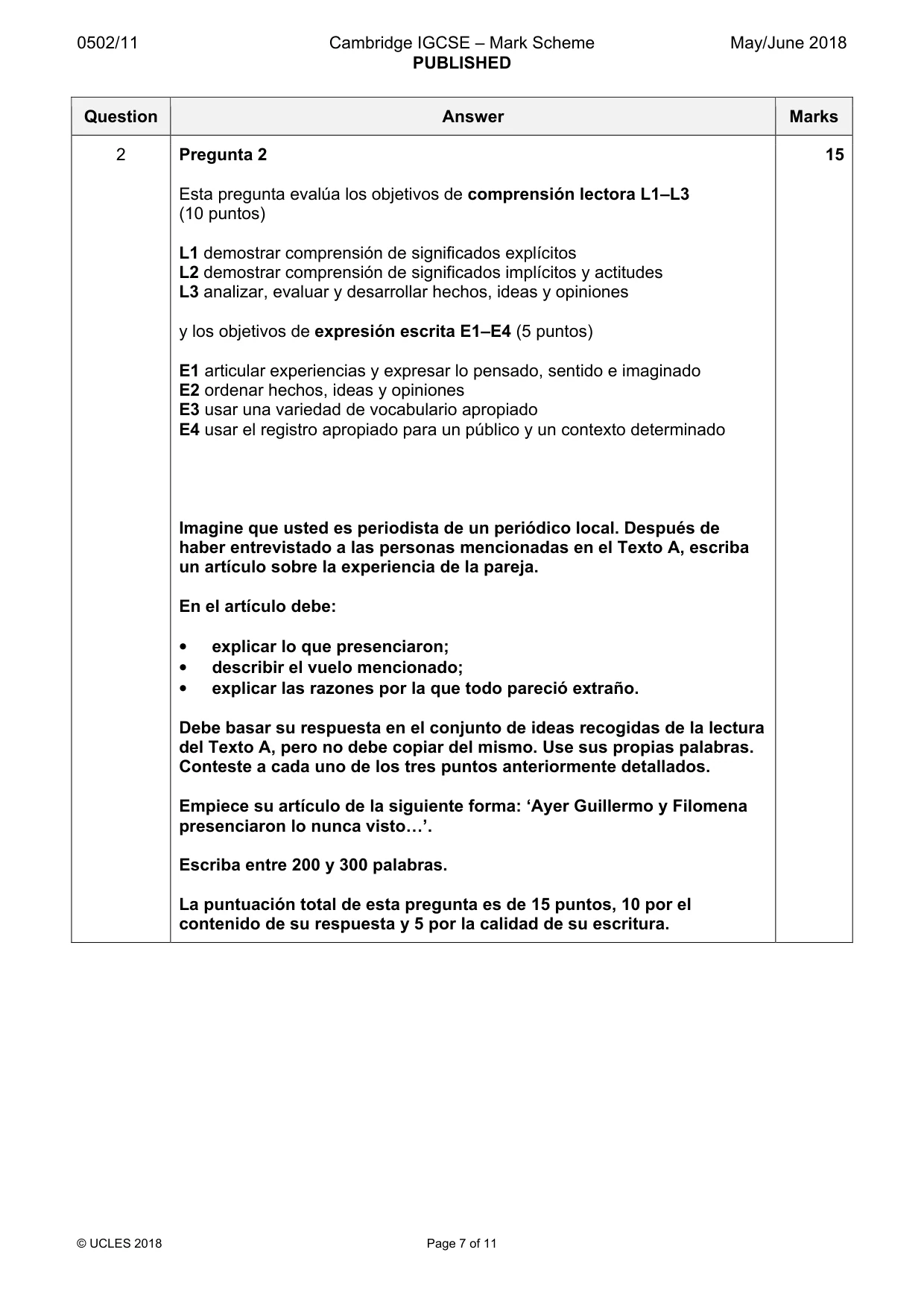 Mark scheme, page 7 of 11