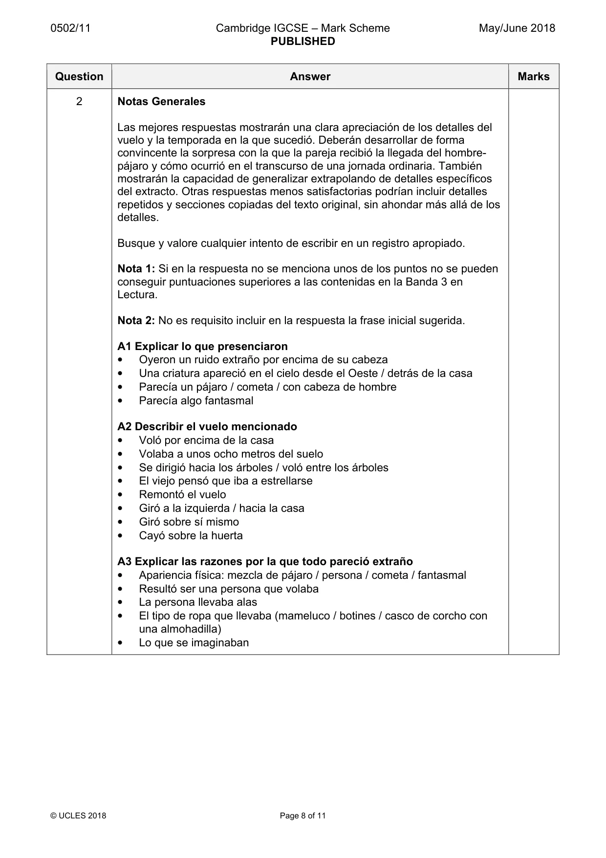Mark scheme, page 8 of 11