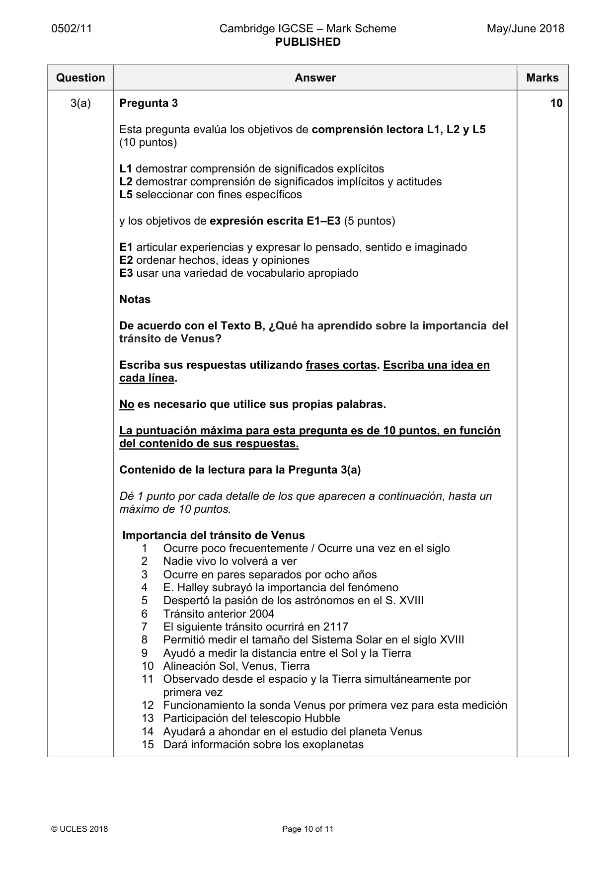 Mark scheme, page 10 of 11