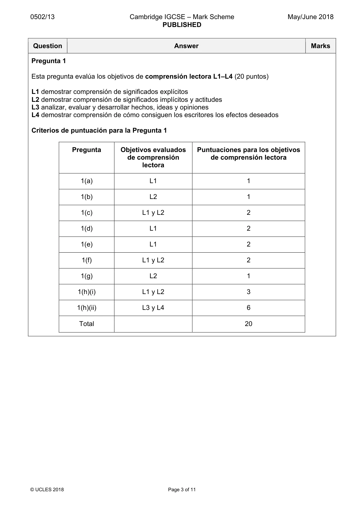 Mark scheme, page 3 of 11