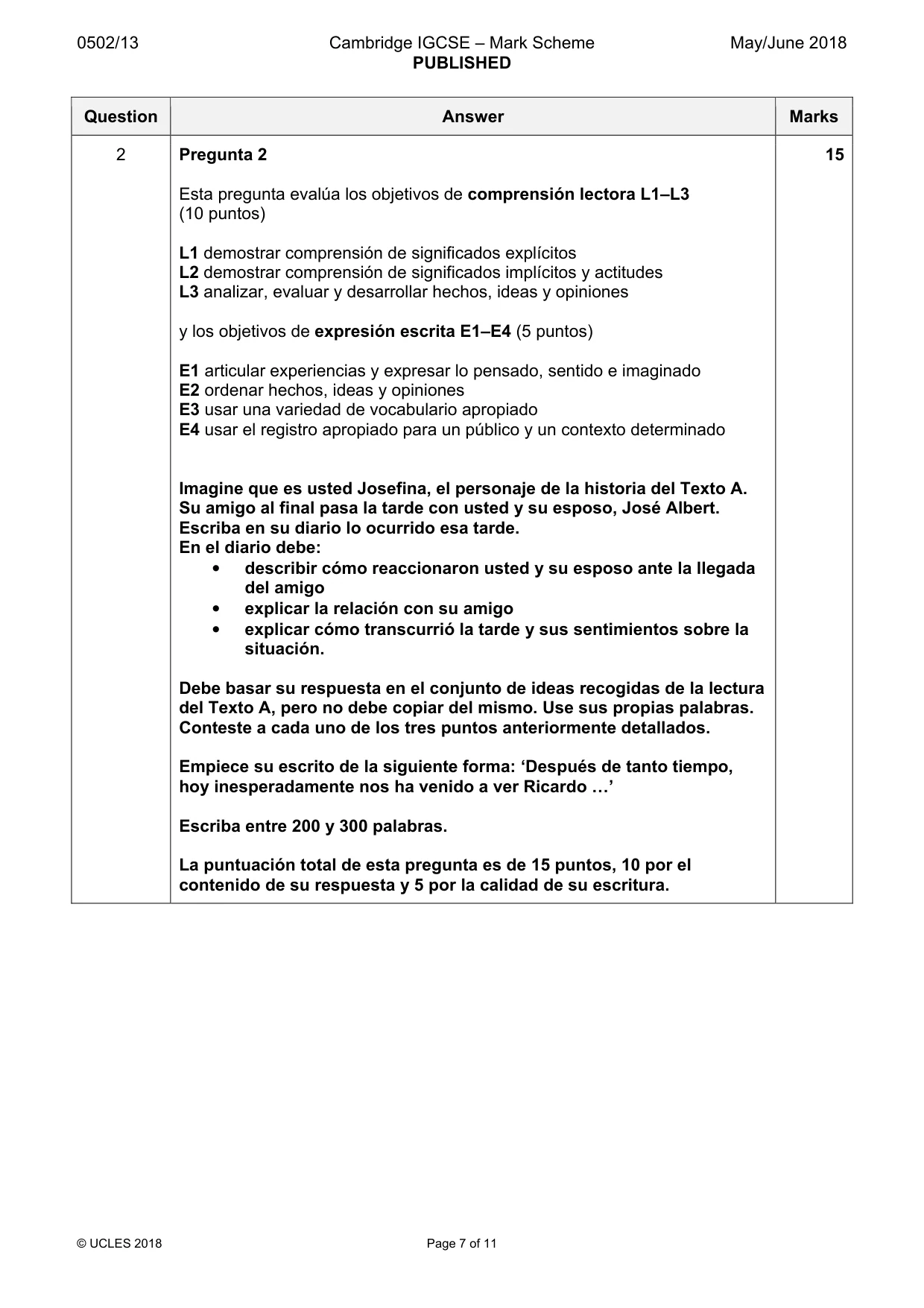 Mark scheme, page 7 of 11