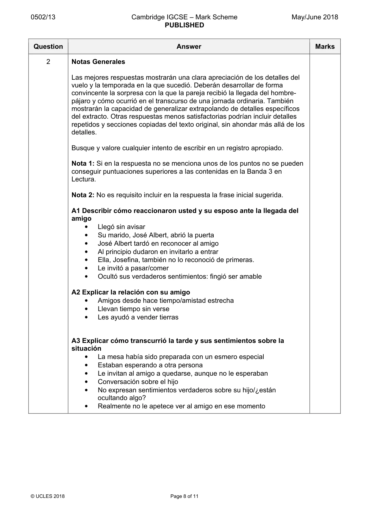 Mark scheme, page 8 of 11