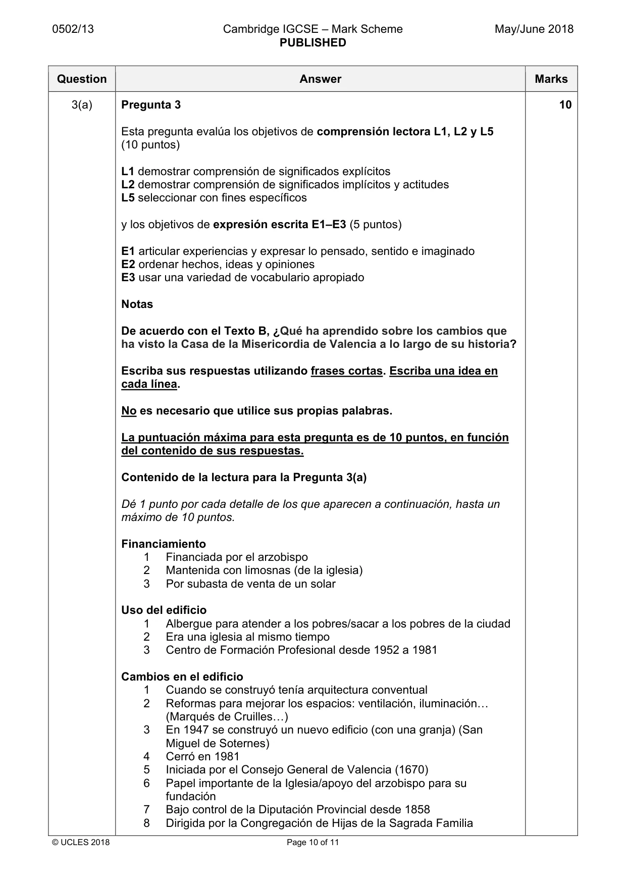 Mark scheme, page 10 of 11