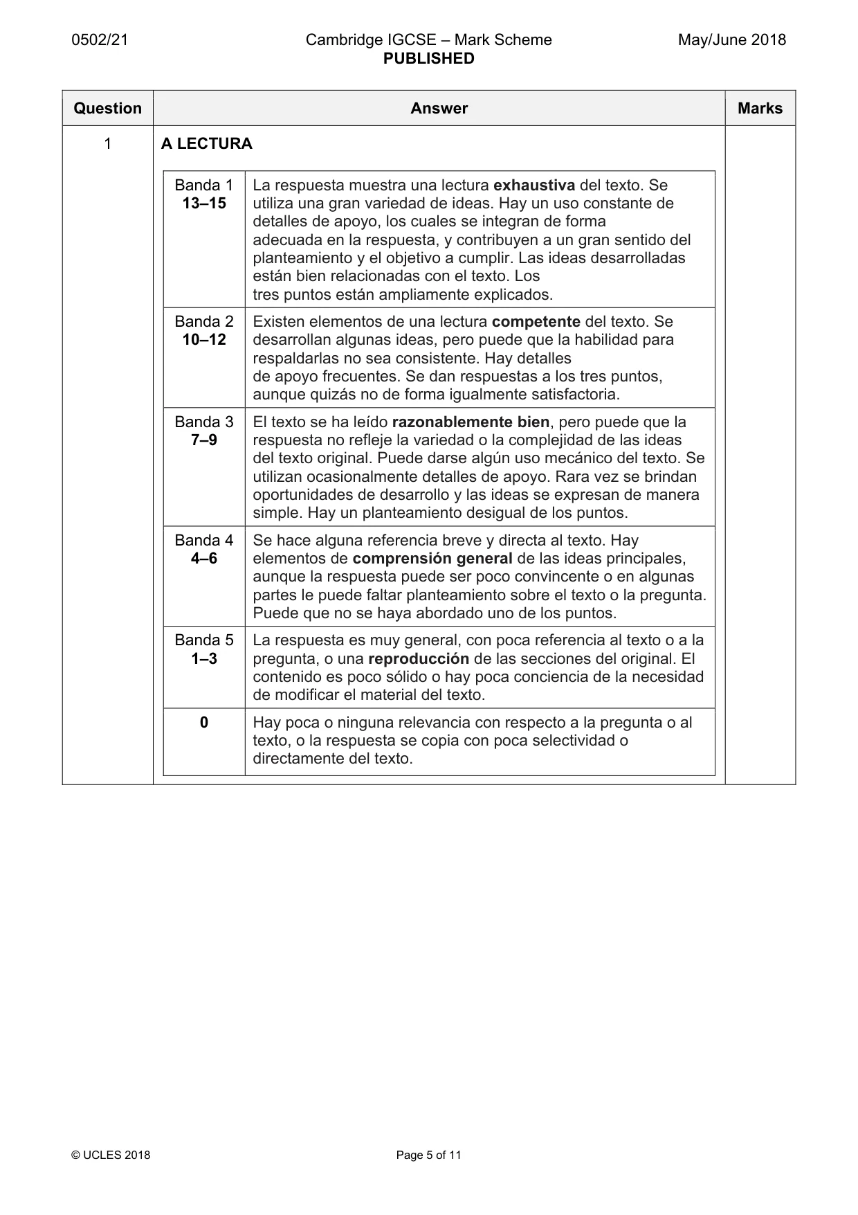 Mark scheme, page 5 of 11