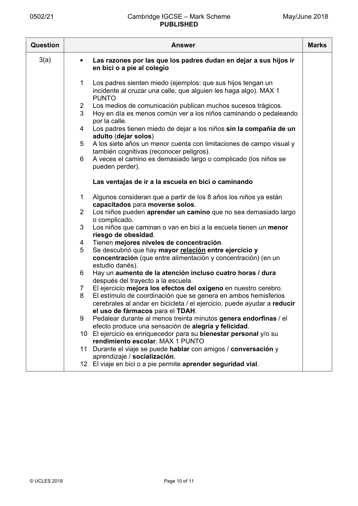 Mark scheme, page 10 of 11