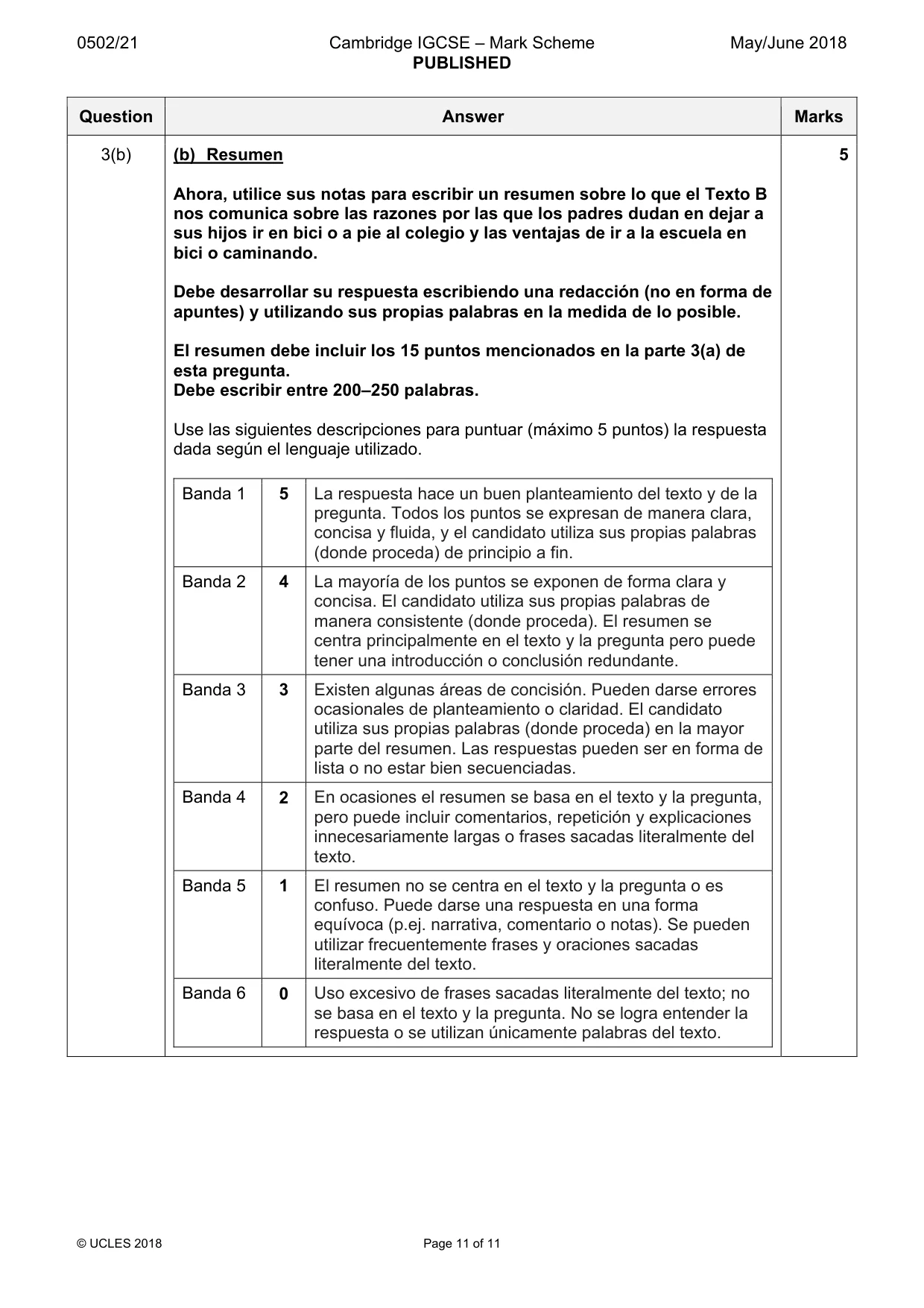 Mark scheme, page 11 of 11