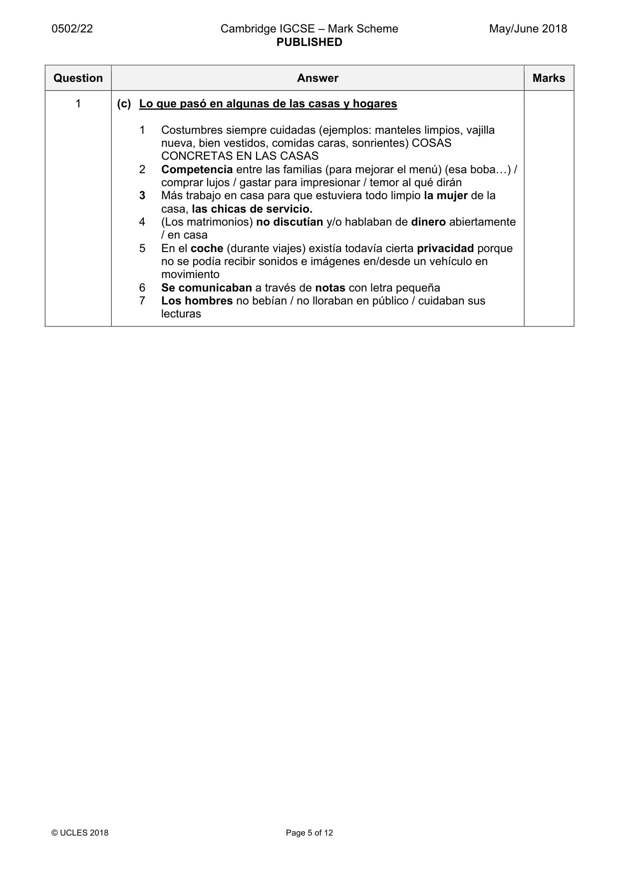 Mark scheme, page 5 of 12