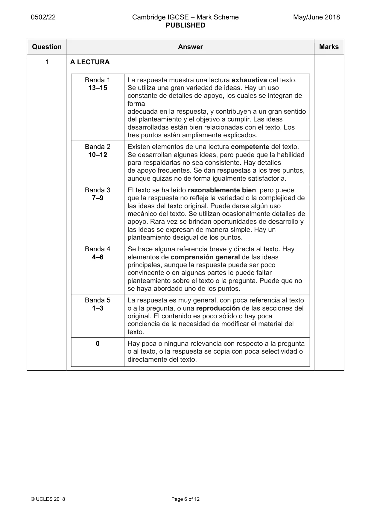 Mark scheme, page 6 of 12