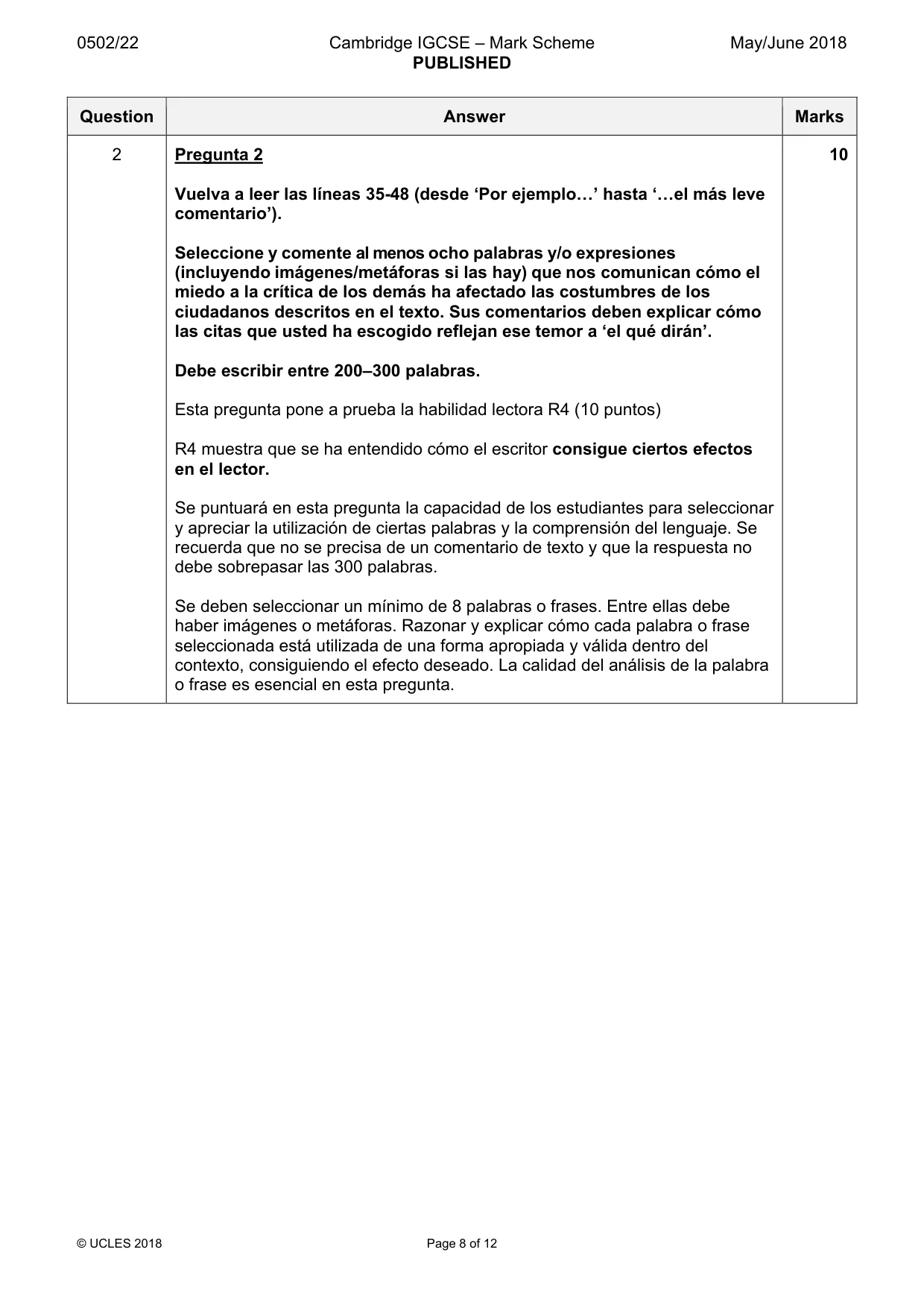Mark scheme, page 8 of 12