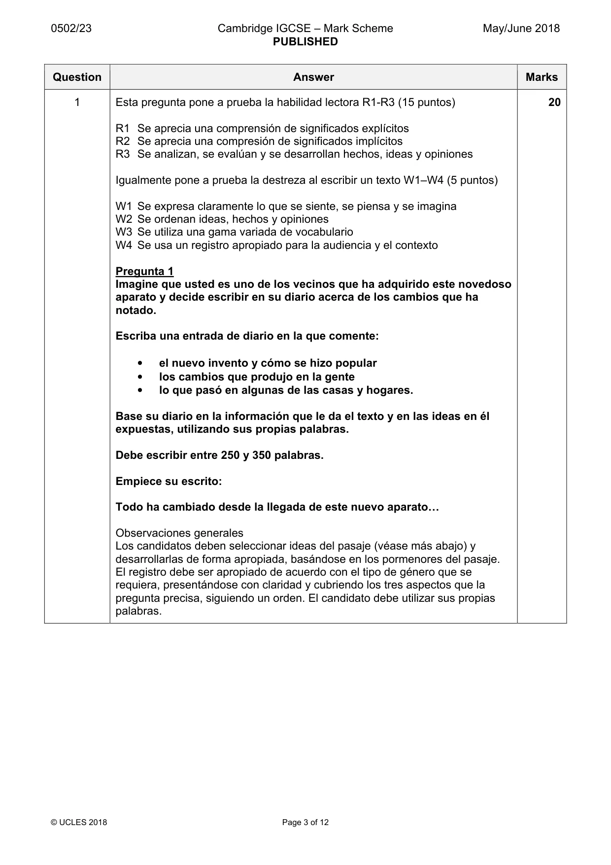 Mark scheme, page 3 of 12