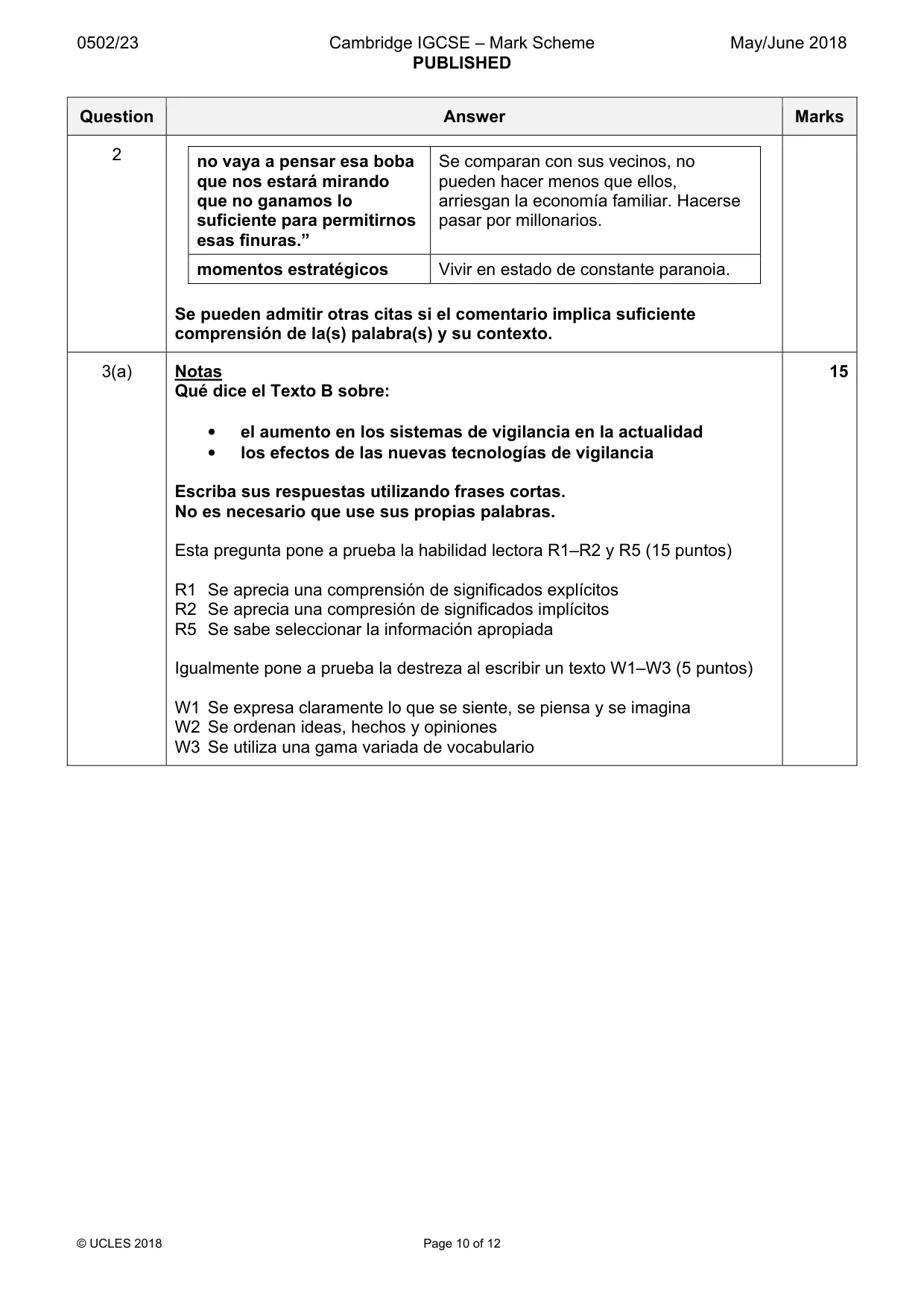 Mark scheme, page 10 of 12