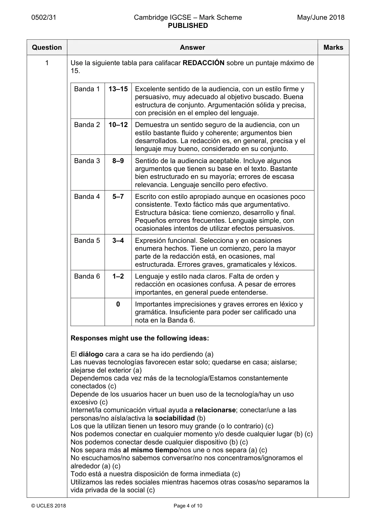 Mark scheme, page 4 of 10