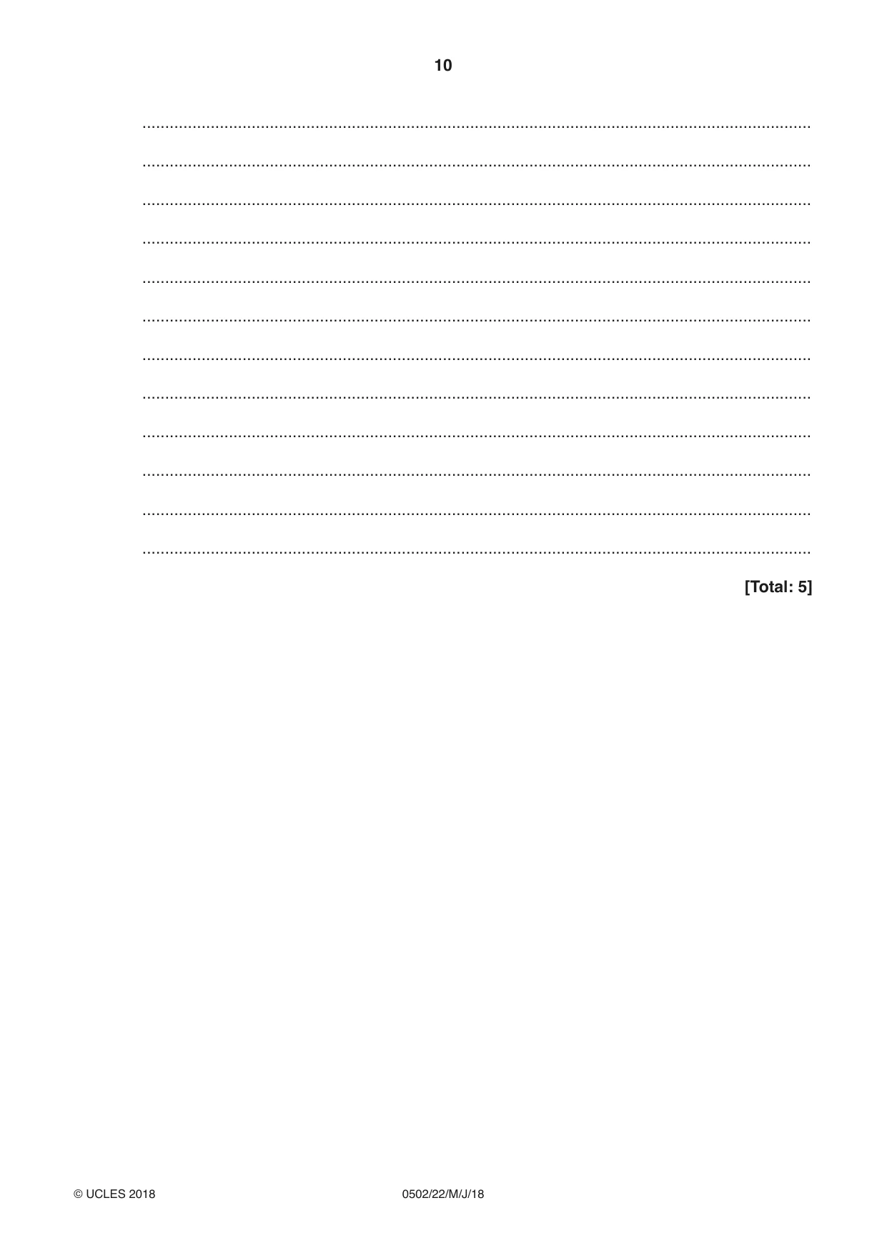 Cambridge IGCSE Spanish - First Language 0502 2018 May/June Paper 2 · Variant 2 question paper, page 10 of 12