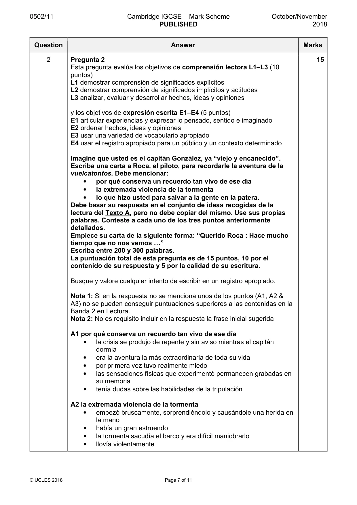 Mark scheme, page 7 of 11