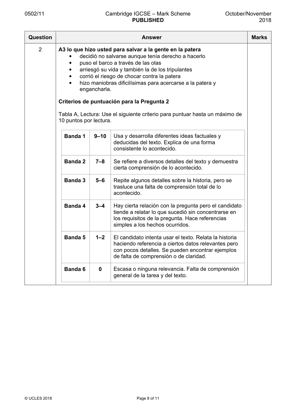 Mark scheme, page 8 of 11