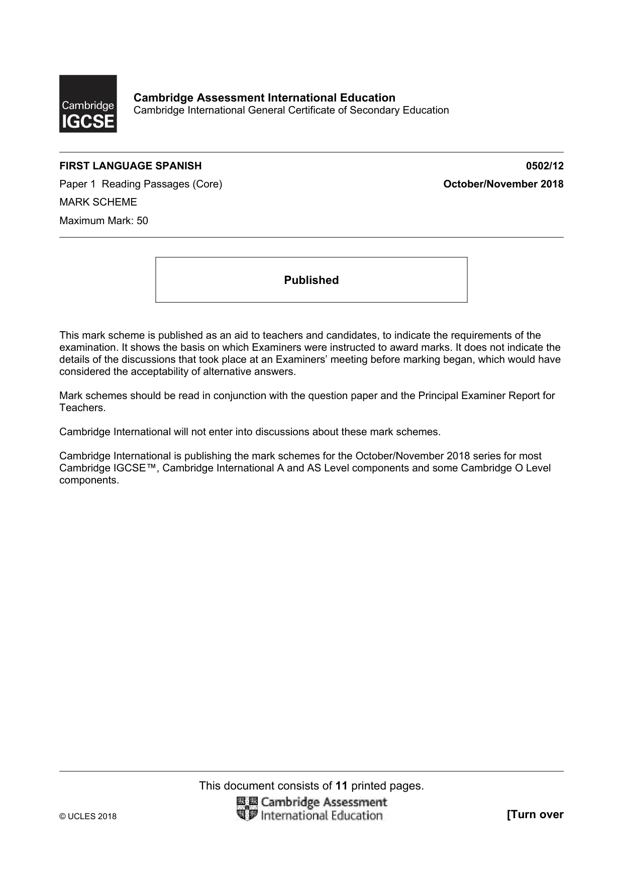 Mark scheme, page 1 of 11