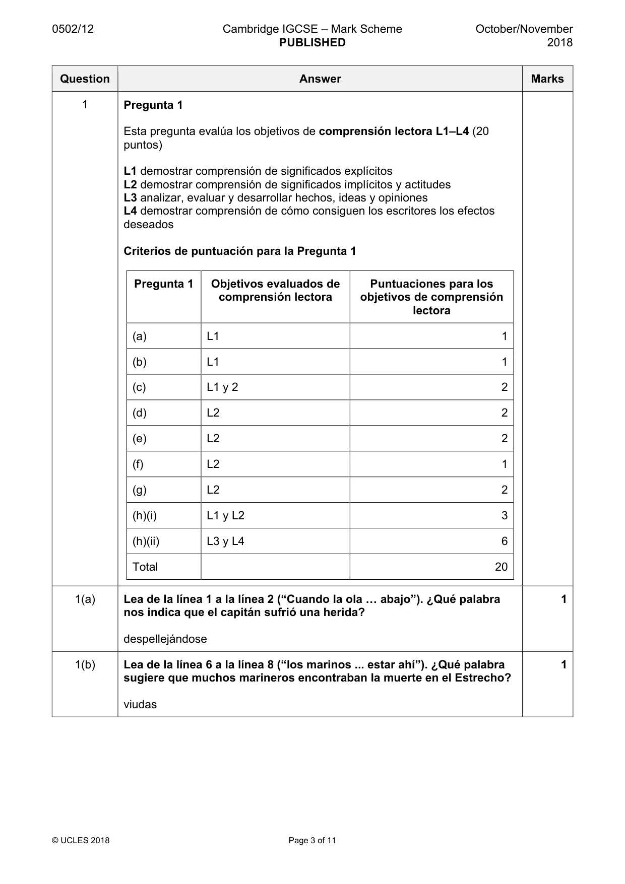 Mark scheme, page 3 of 11