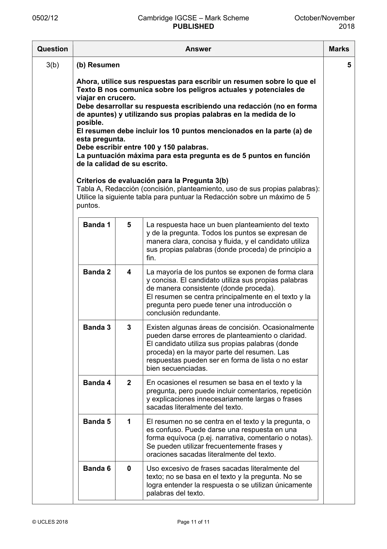 Mark scheme, page 11 of 11