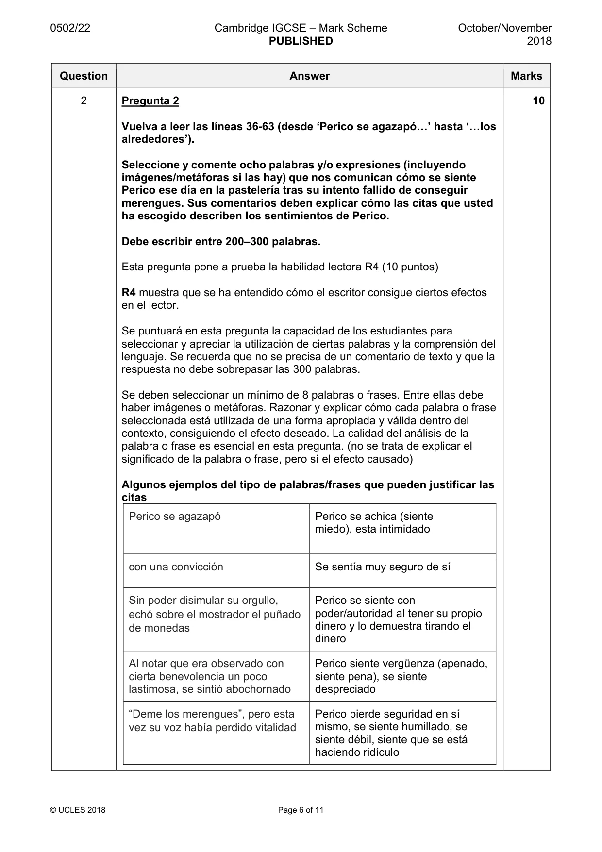 Mark scheme, page 6 of 11