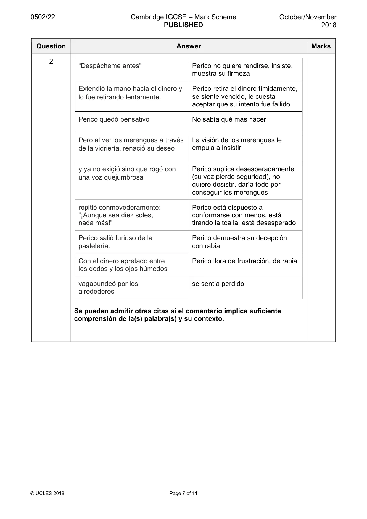 Mark scheme, page 7 of 11