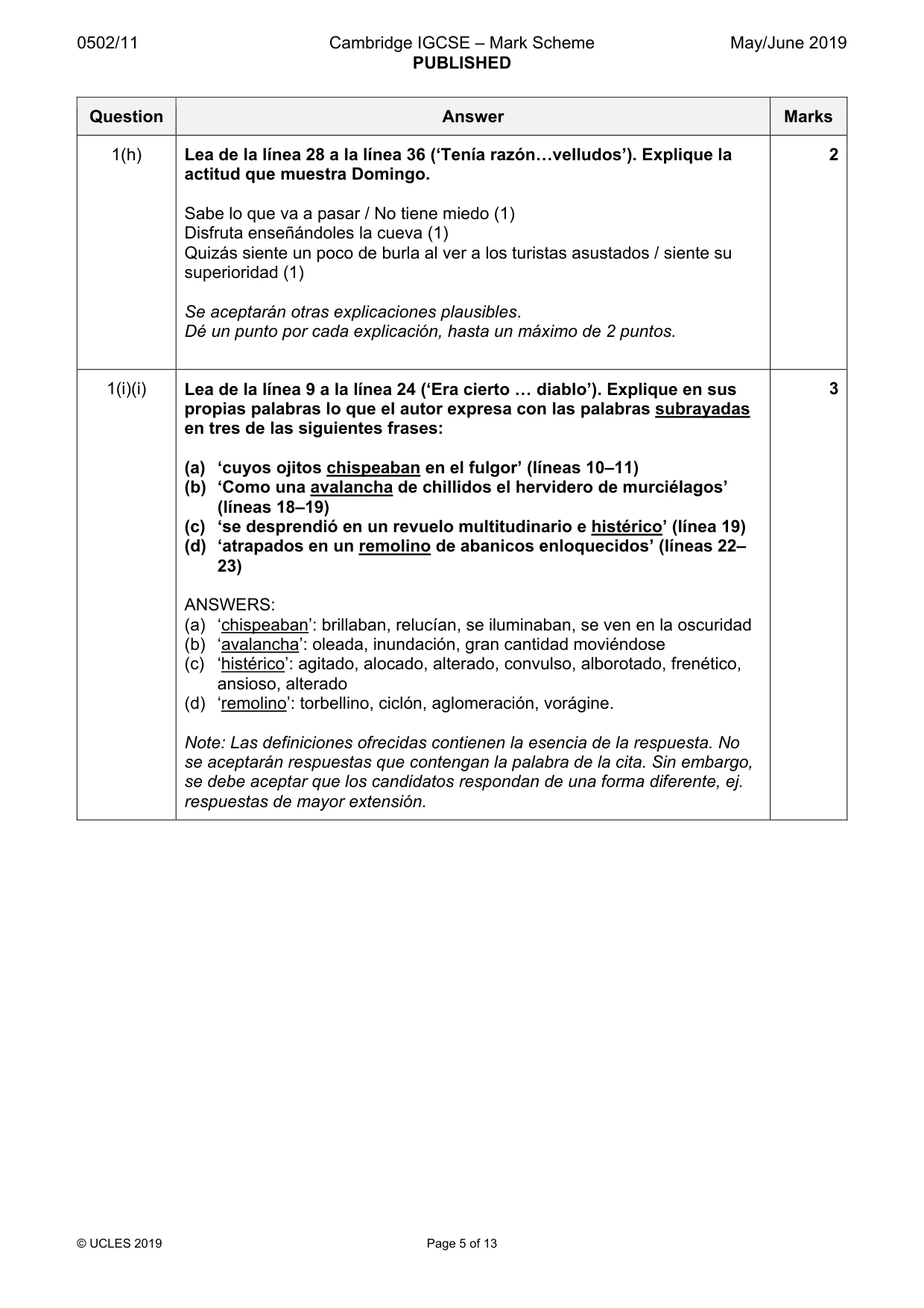 Mark scheme, page 5 of 13