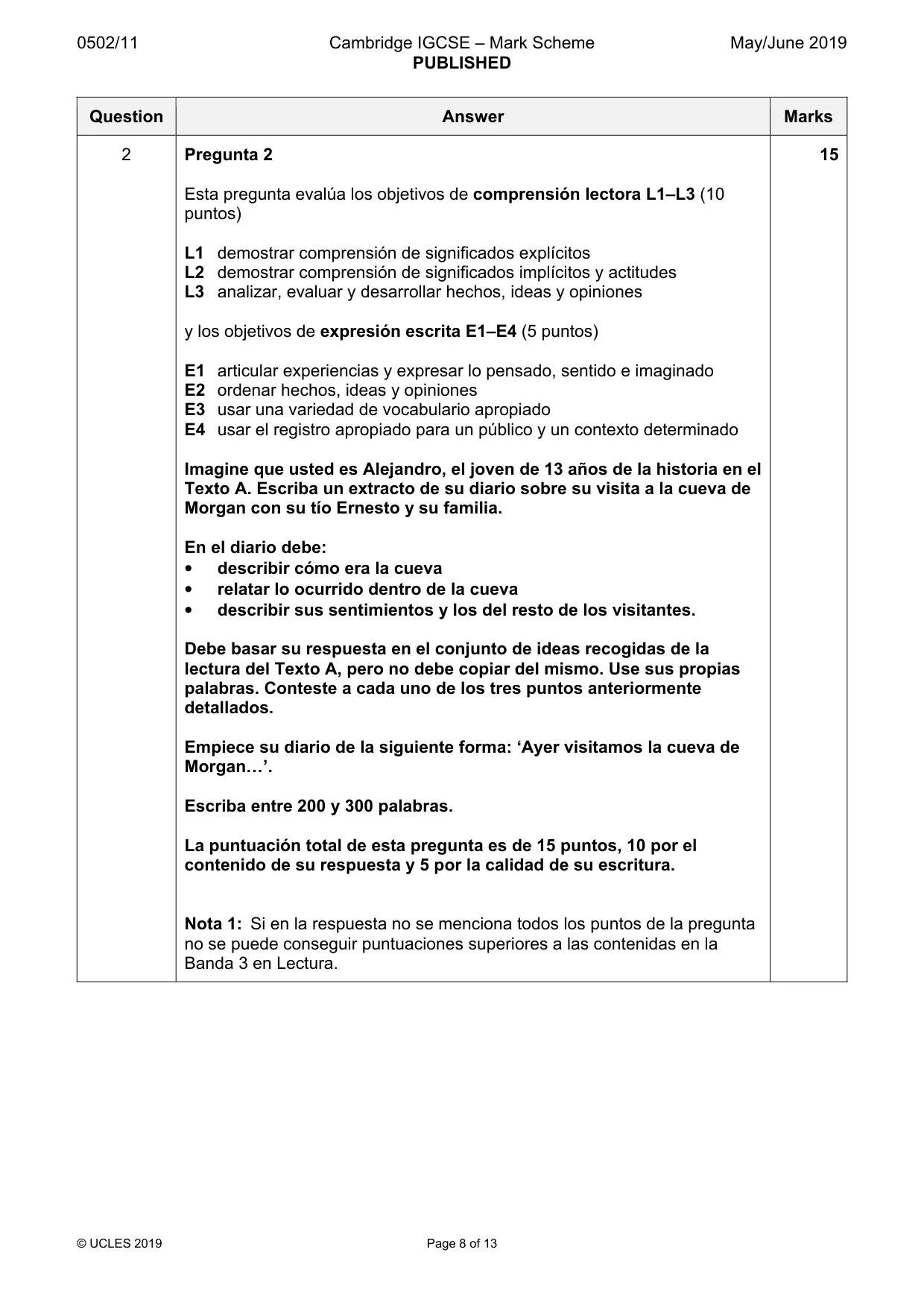 Mark scheme, page 8 of 13