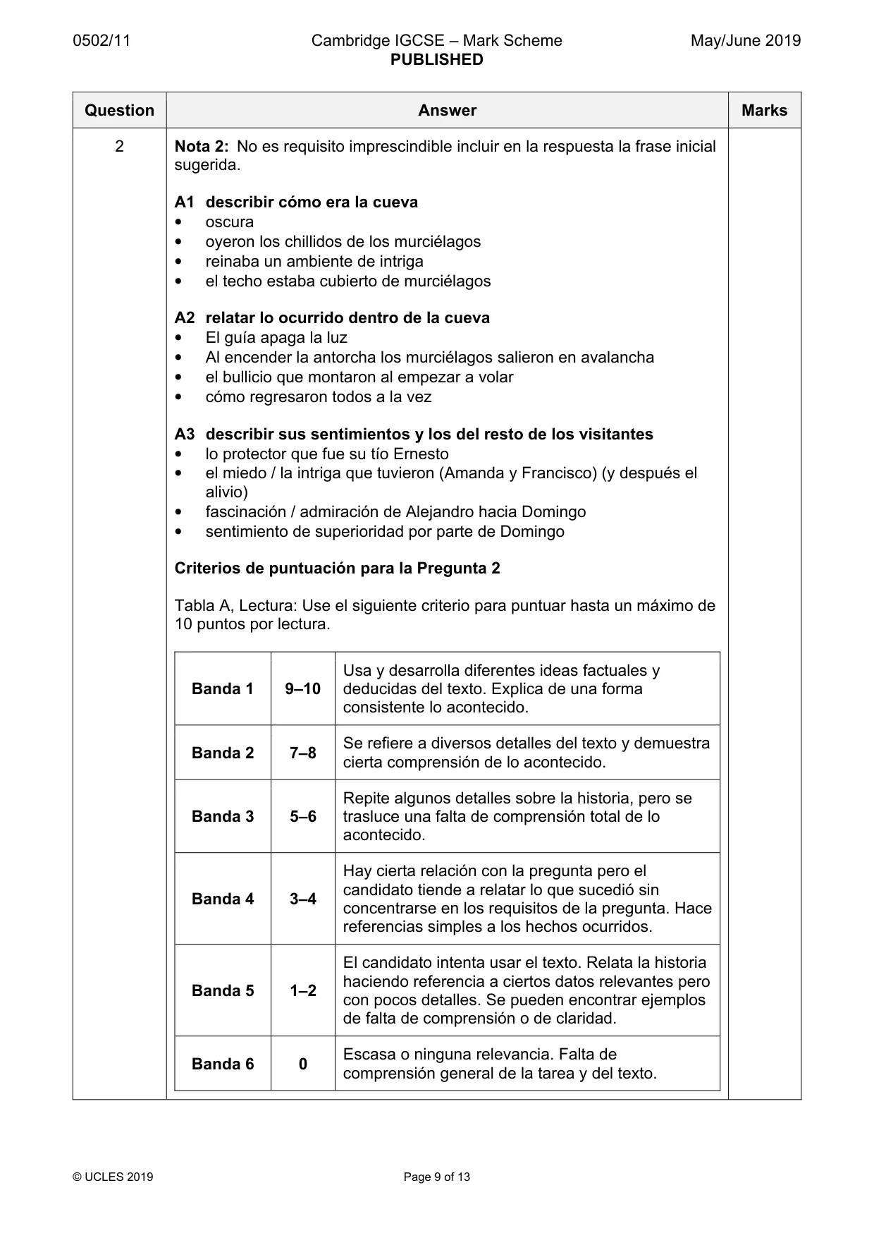 Mark scheme, page 9 of 13