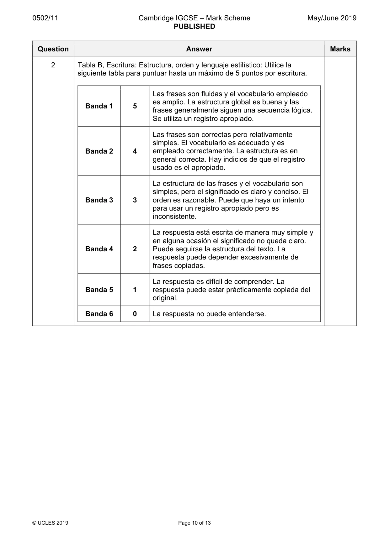Mark scheme, page 10 of 13