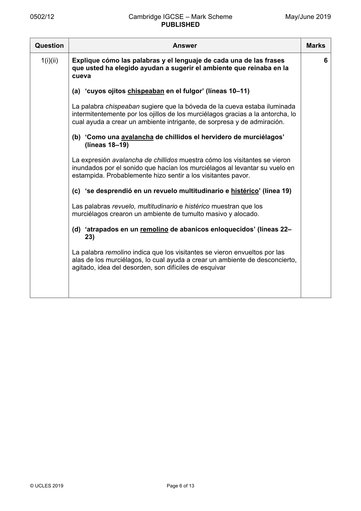 Mark scheme, page 6 of 13