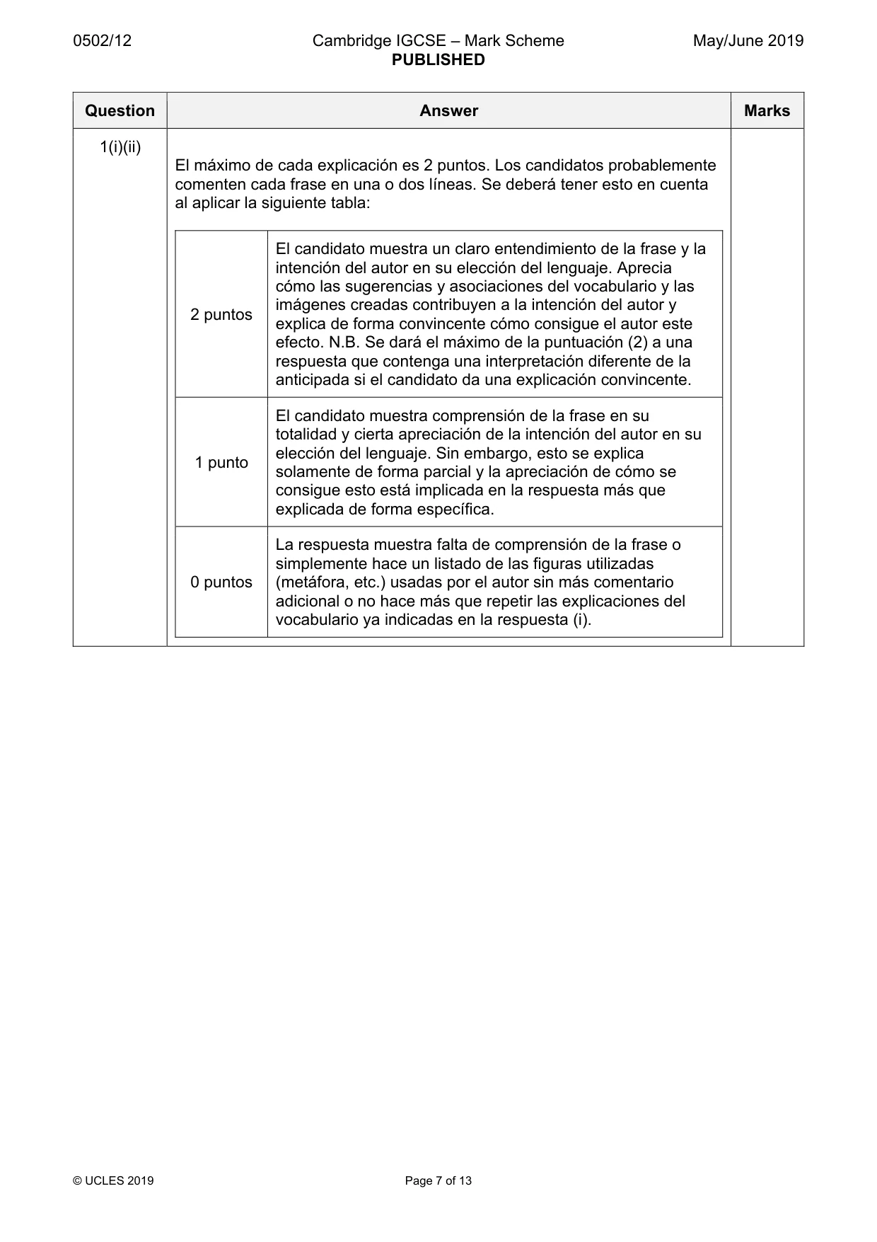 Mark scheme, page 7 of 13