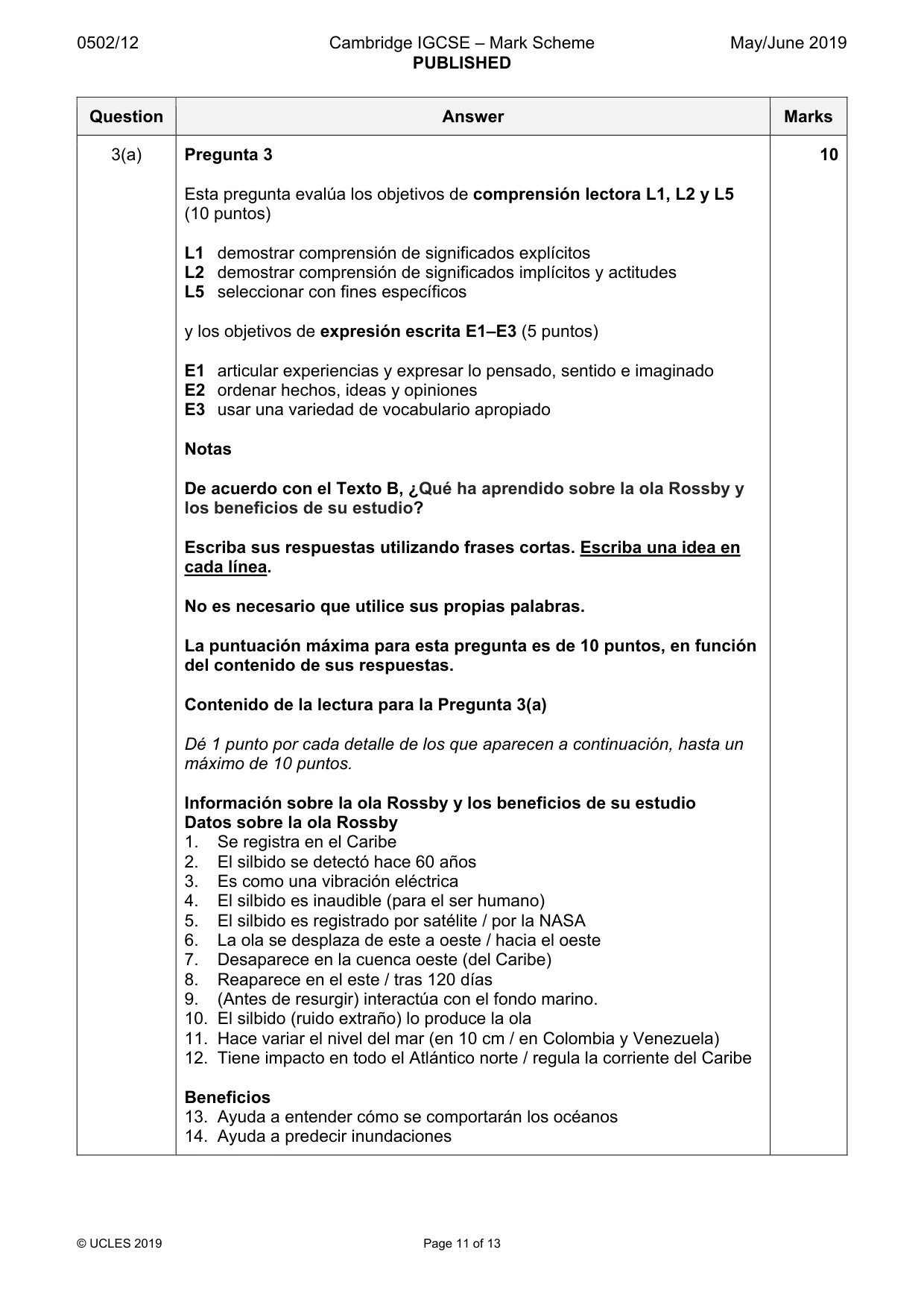 Mark scheme, page 11 of 13