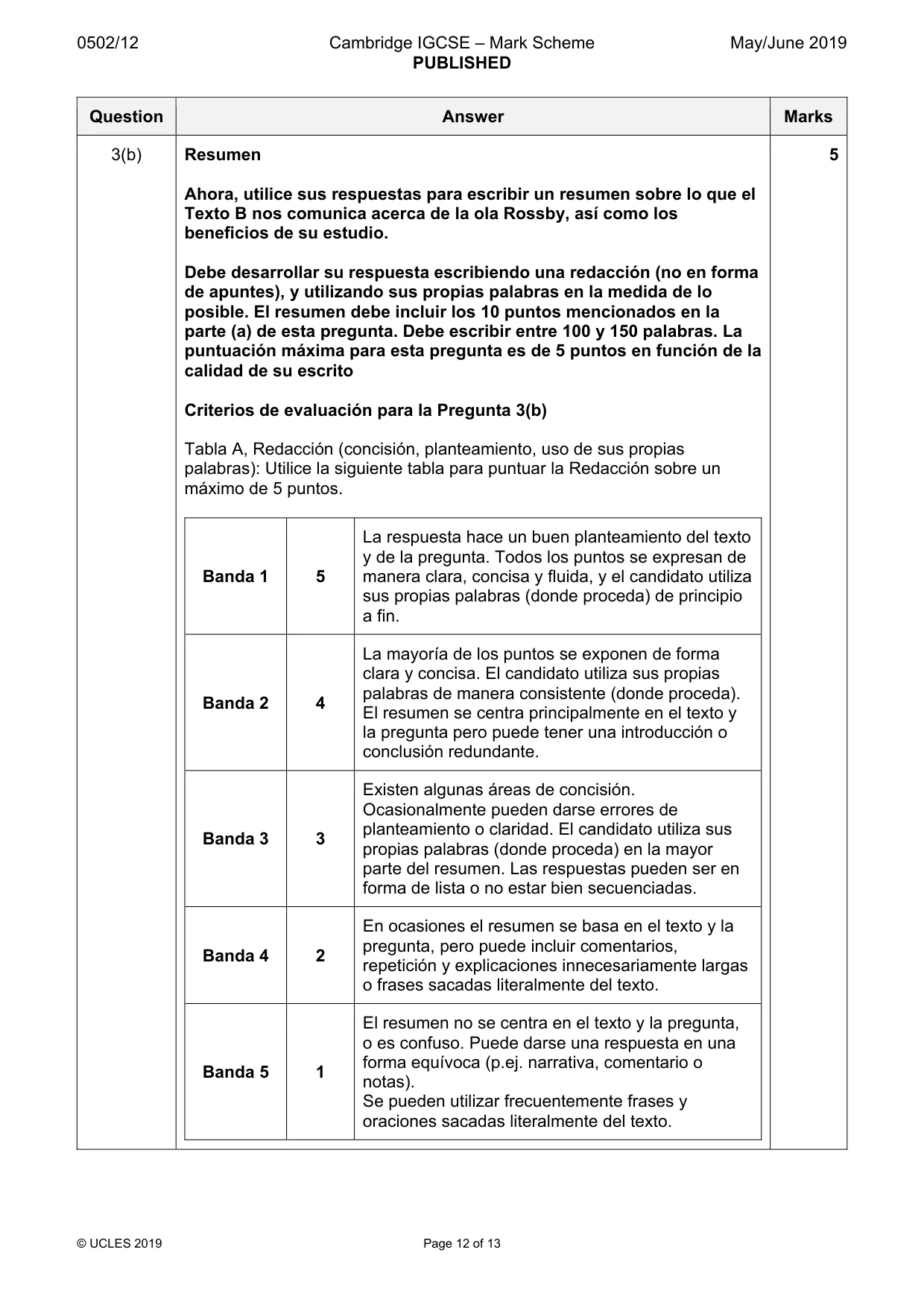 Mark scheme, page 12 of 13