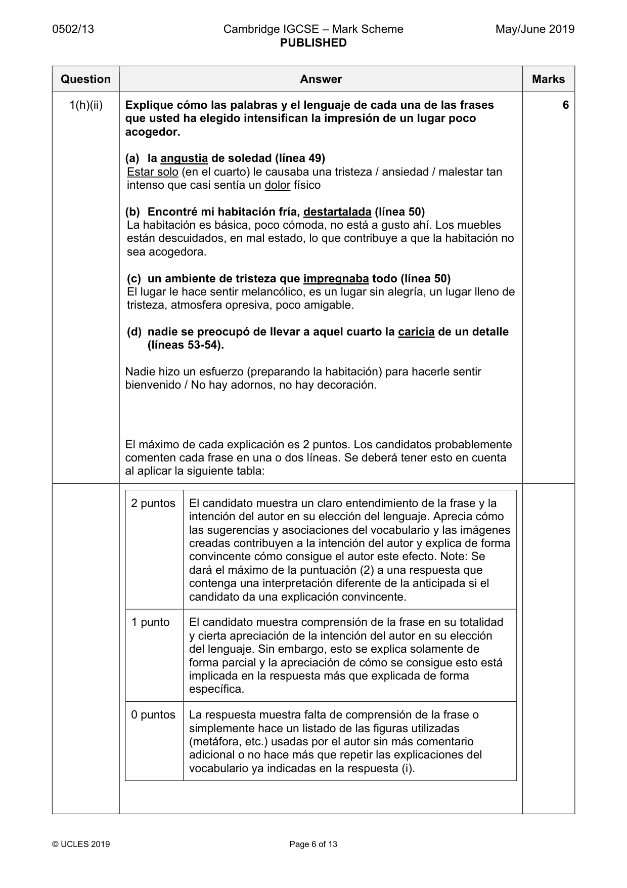 Mark scheme, page 6 of 13