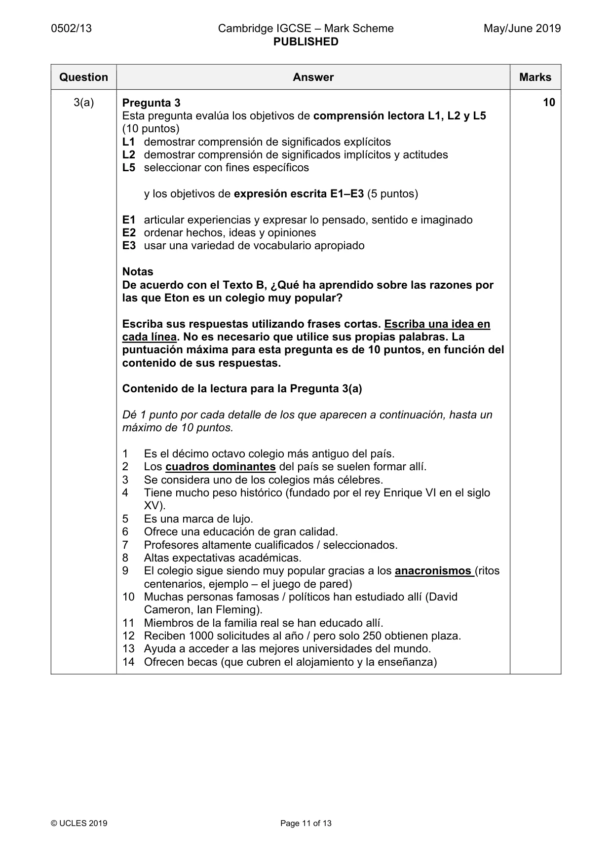 Mark scheme, page 11 of 13