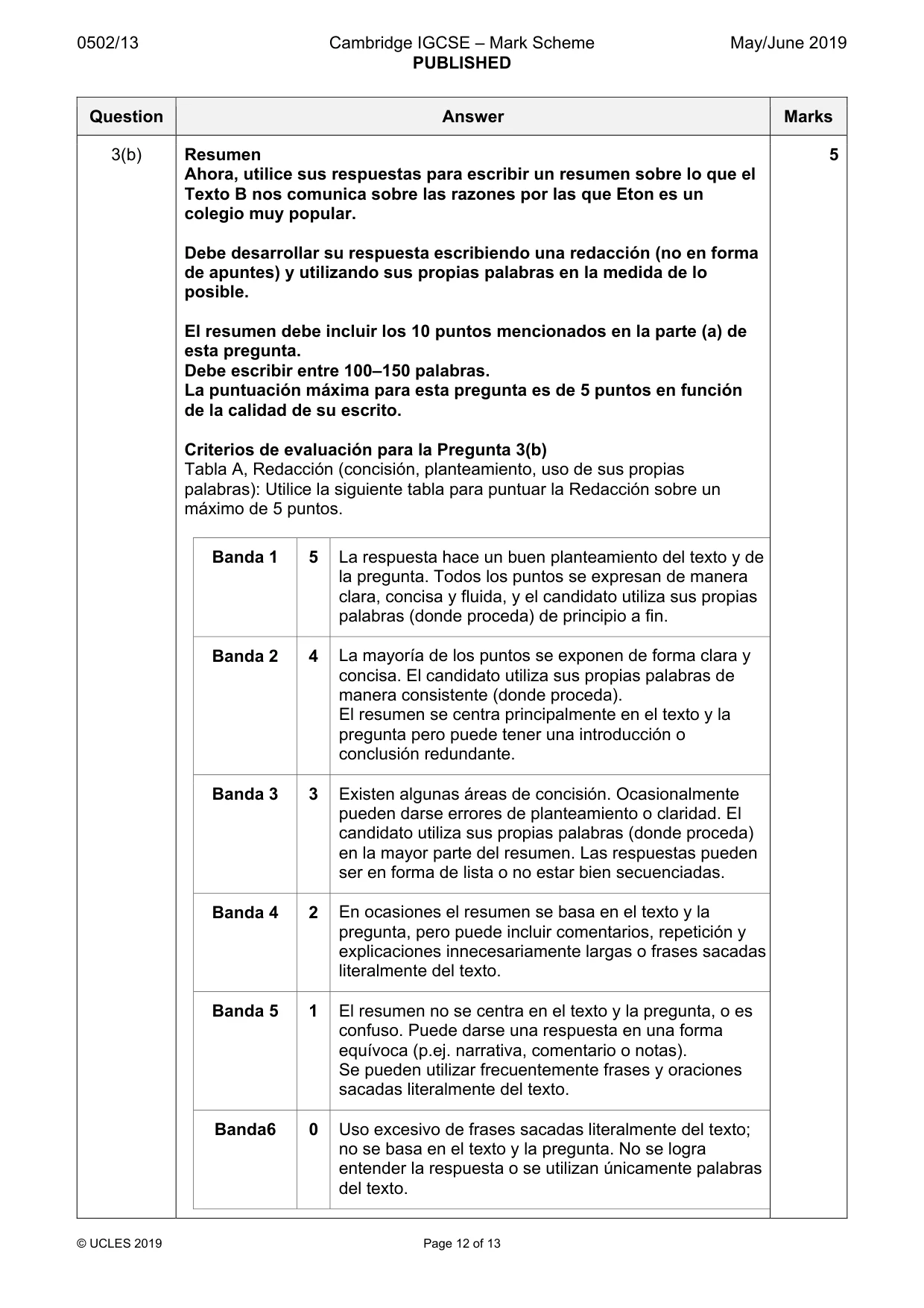 Mark scheme, page 12 of 13