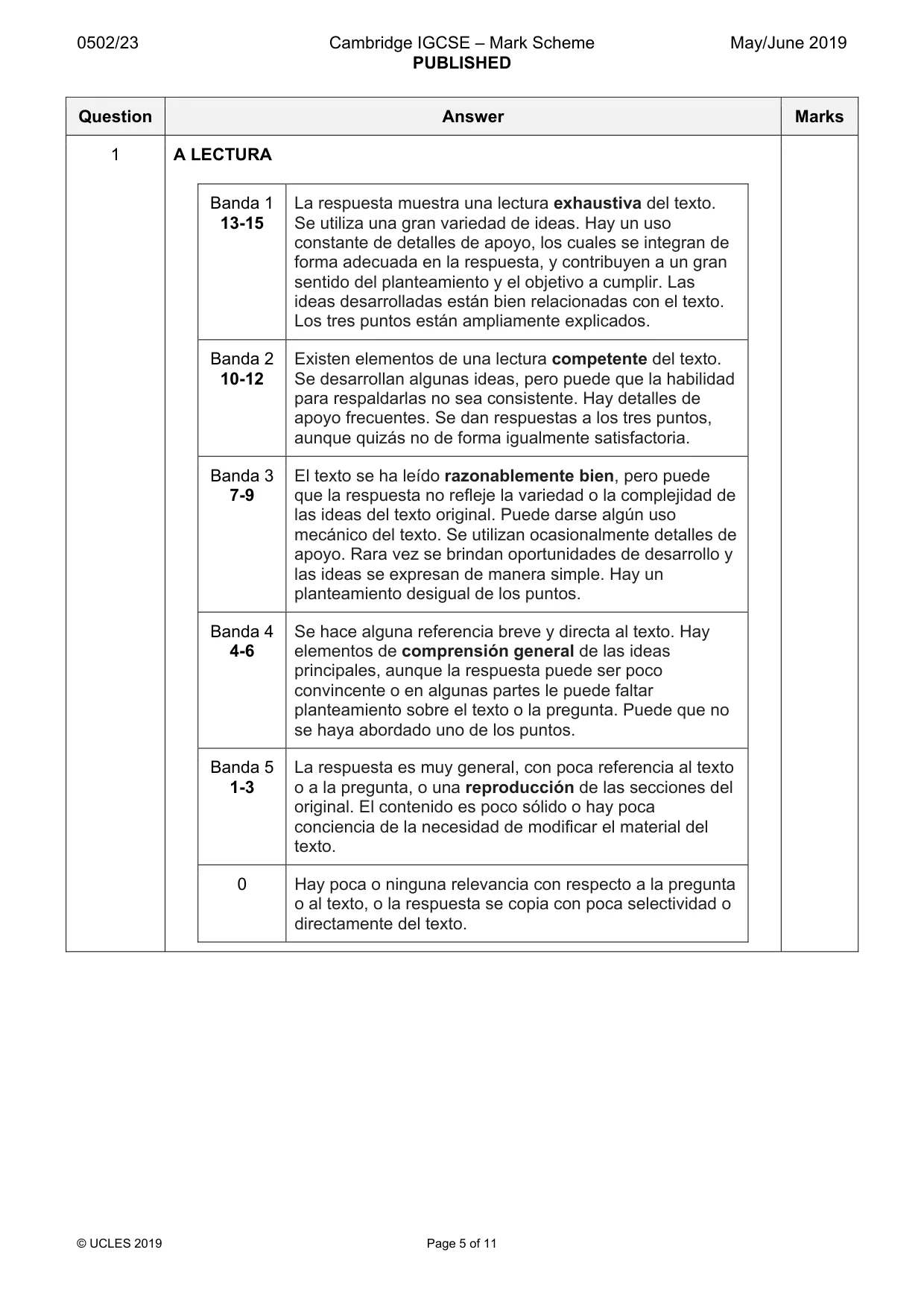 Mark scheme, page 5 of 11