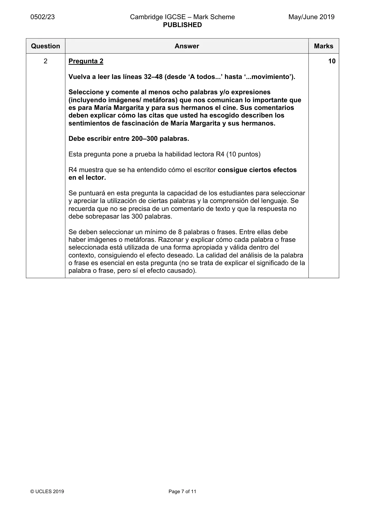 Mark scheme, page 7 of 11