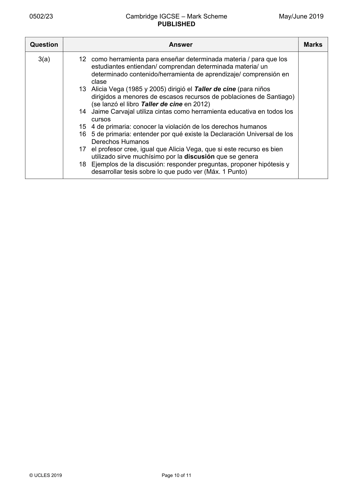Mark scheme, page 10 of 11