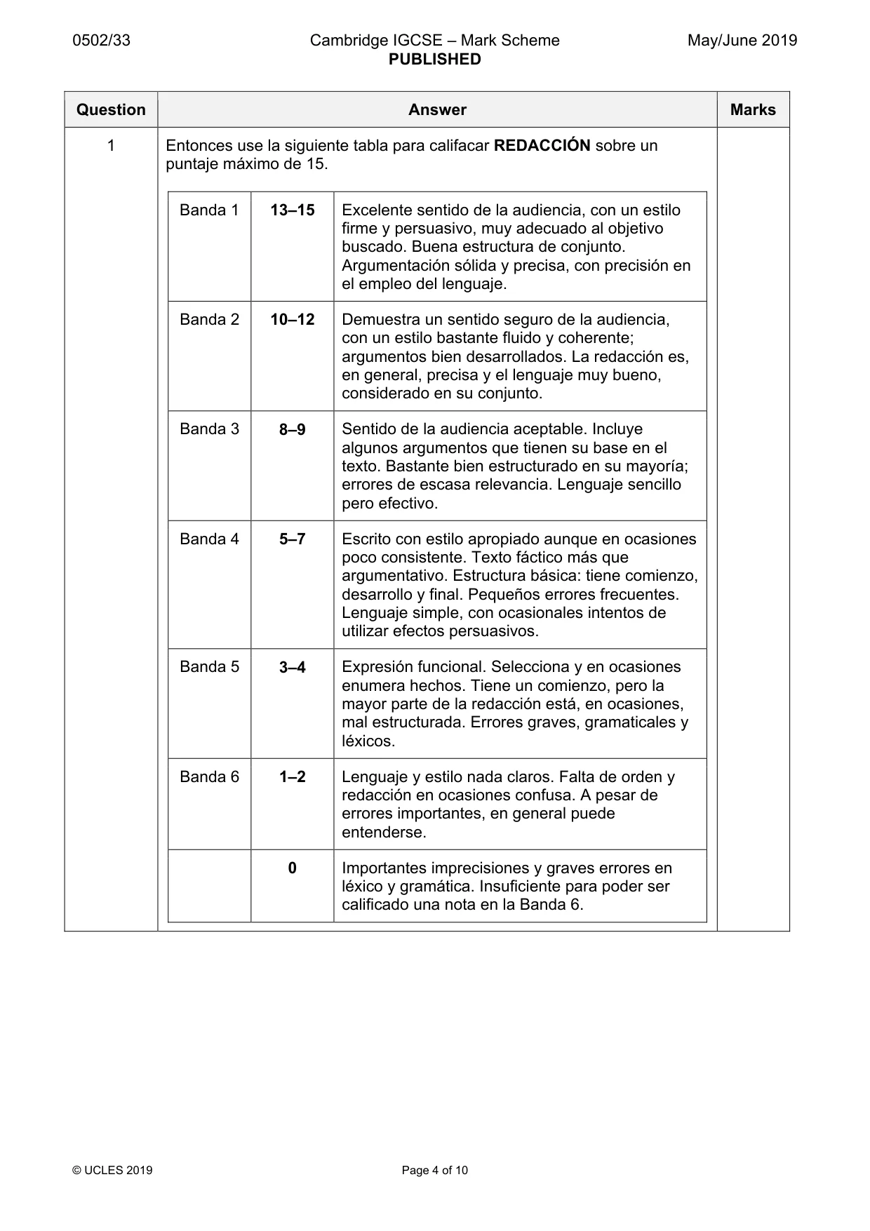 Mark scheme, page 4 of 10