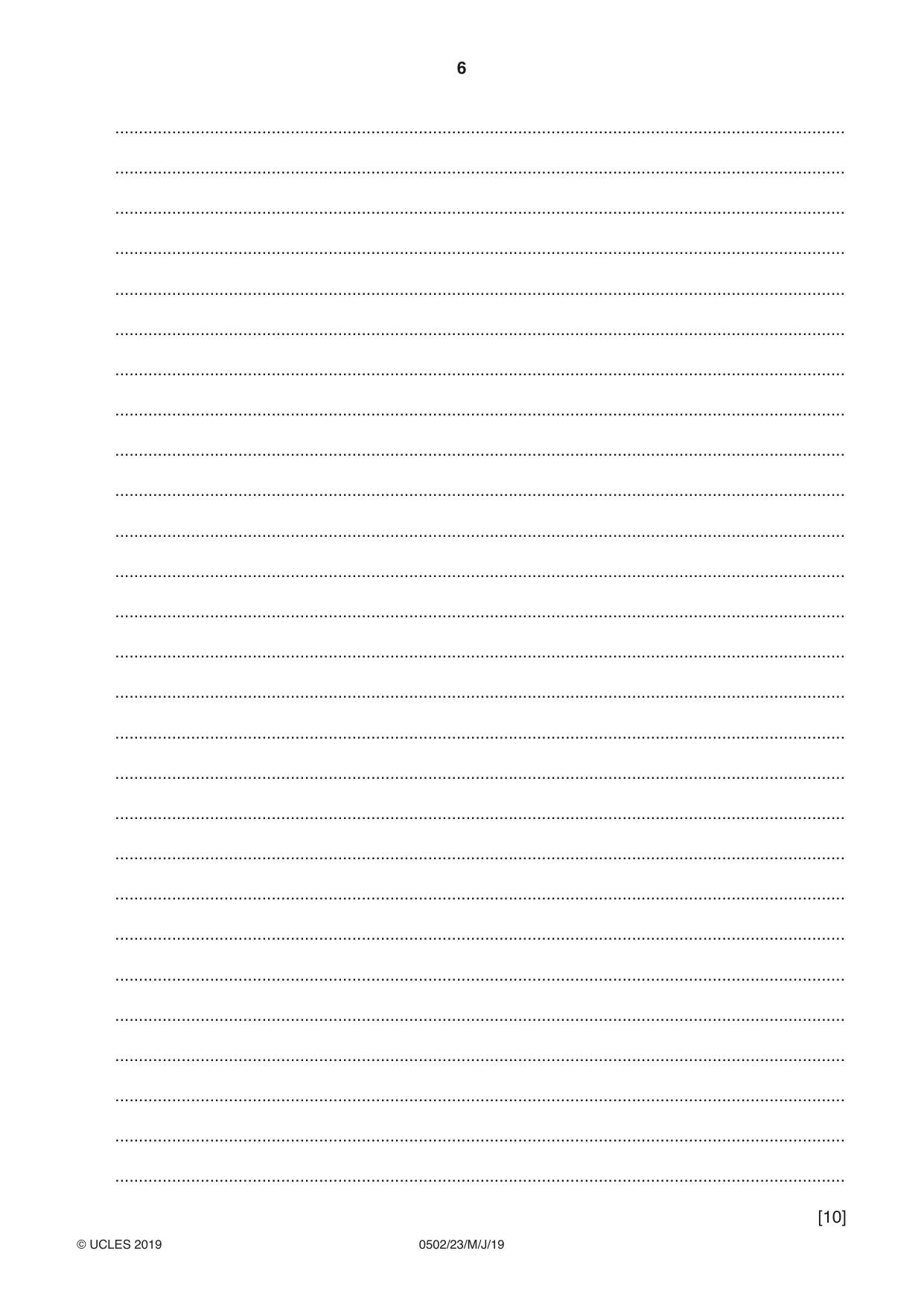 Cambridge IGCSE Spanish - First Language 0502 2019 May/June Paper 2 · Variant 3 question paper, page 6 of 12