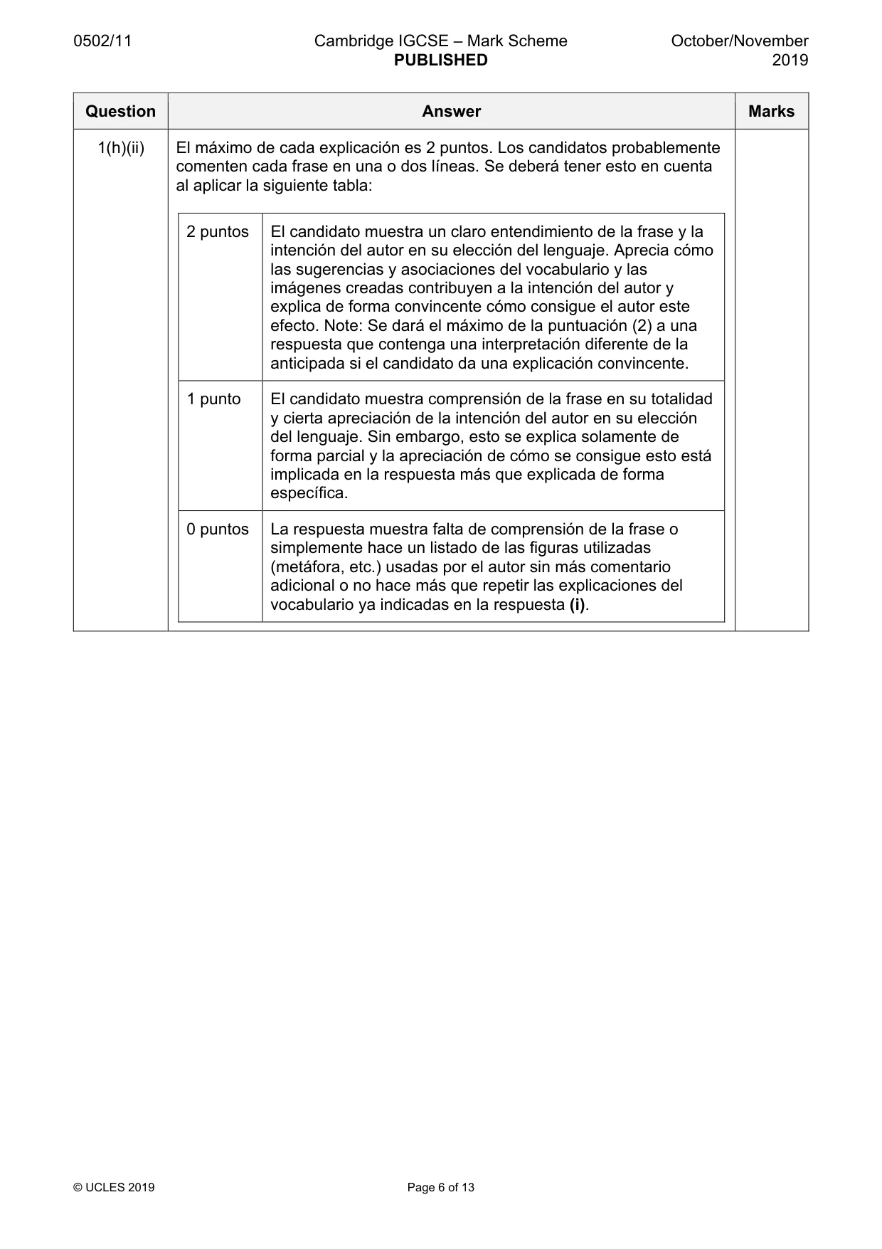 Mark scheme, page 6 of 13