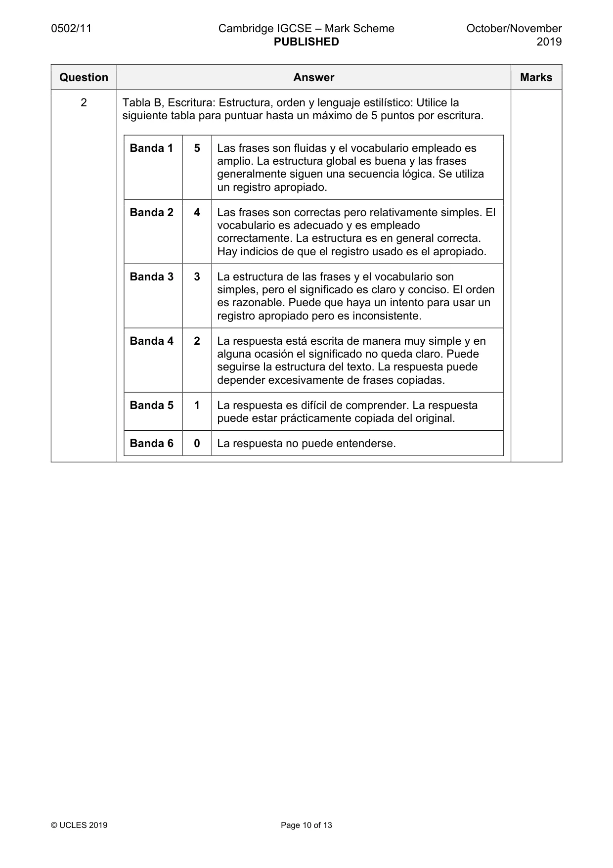 Mark scheme, page 10 of 13