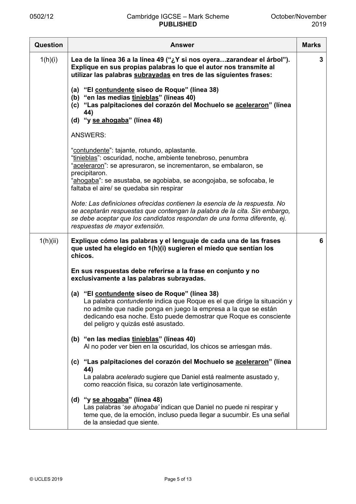 Mark scheme, page 5 of 13
