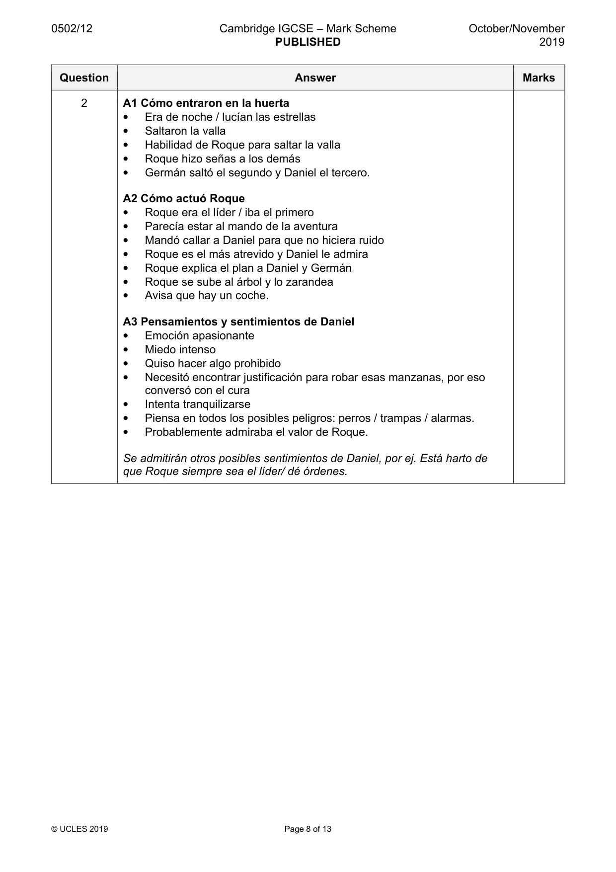 Mark scheme, page 8 of 13