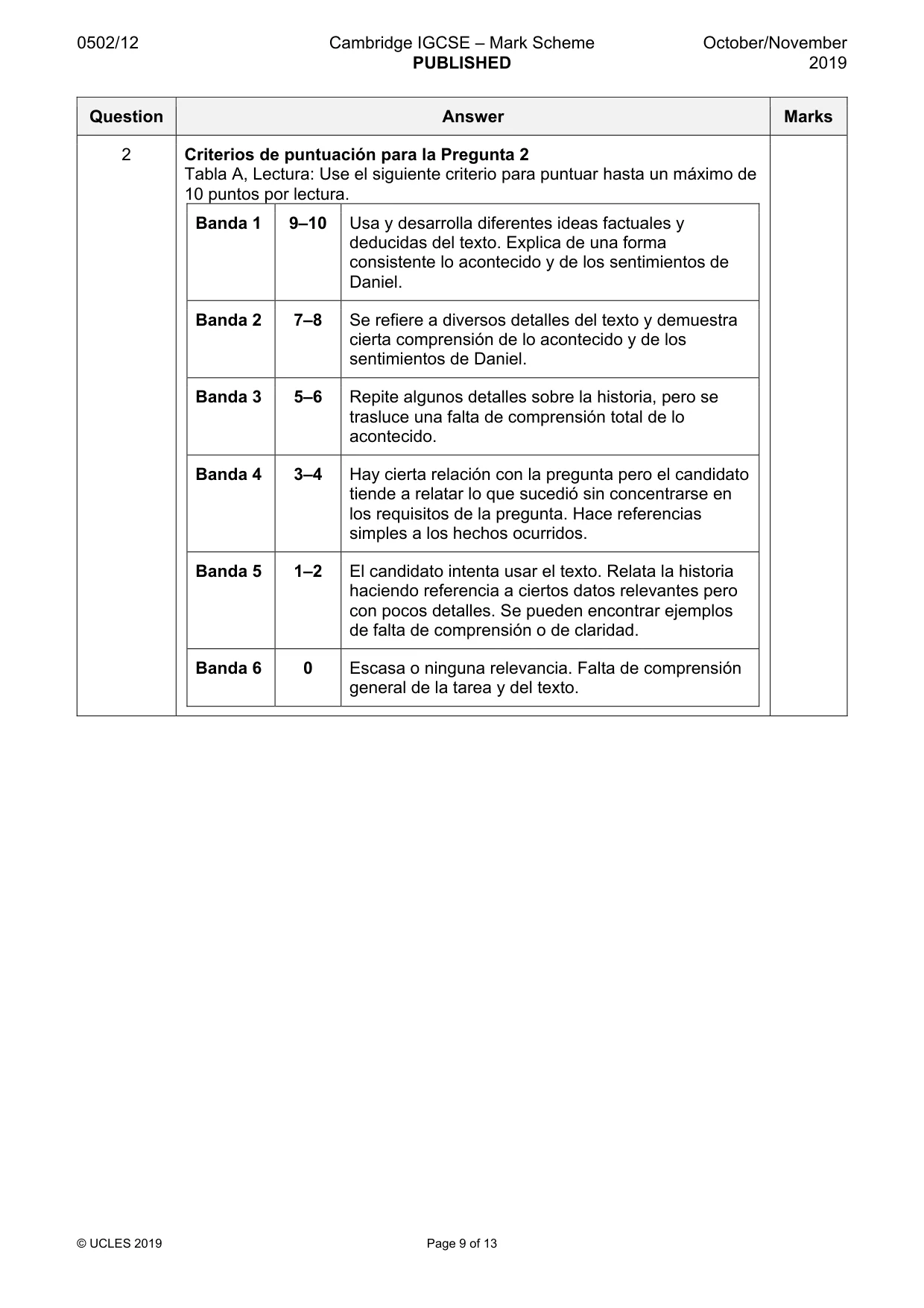 Mark scheme, page 9 of 13