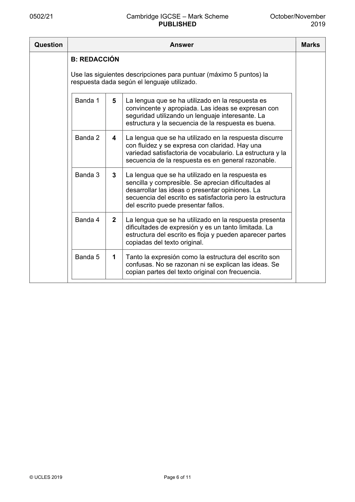 Mark scheme, page 6 of 11