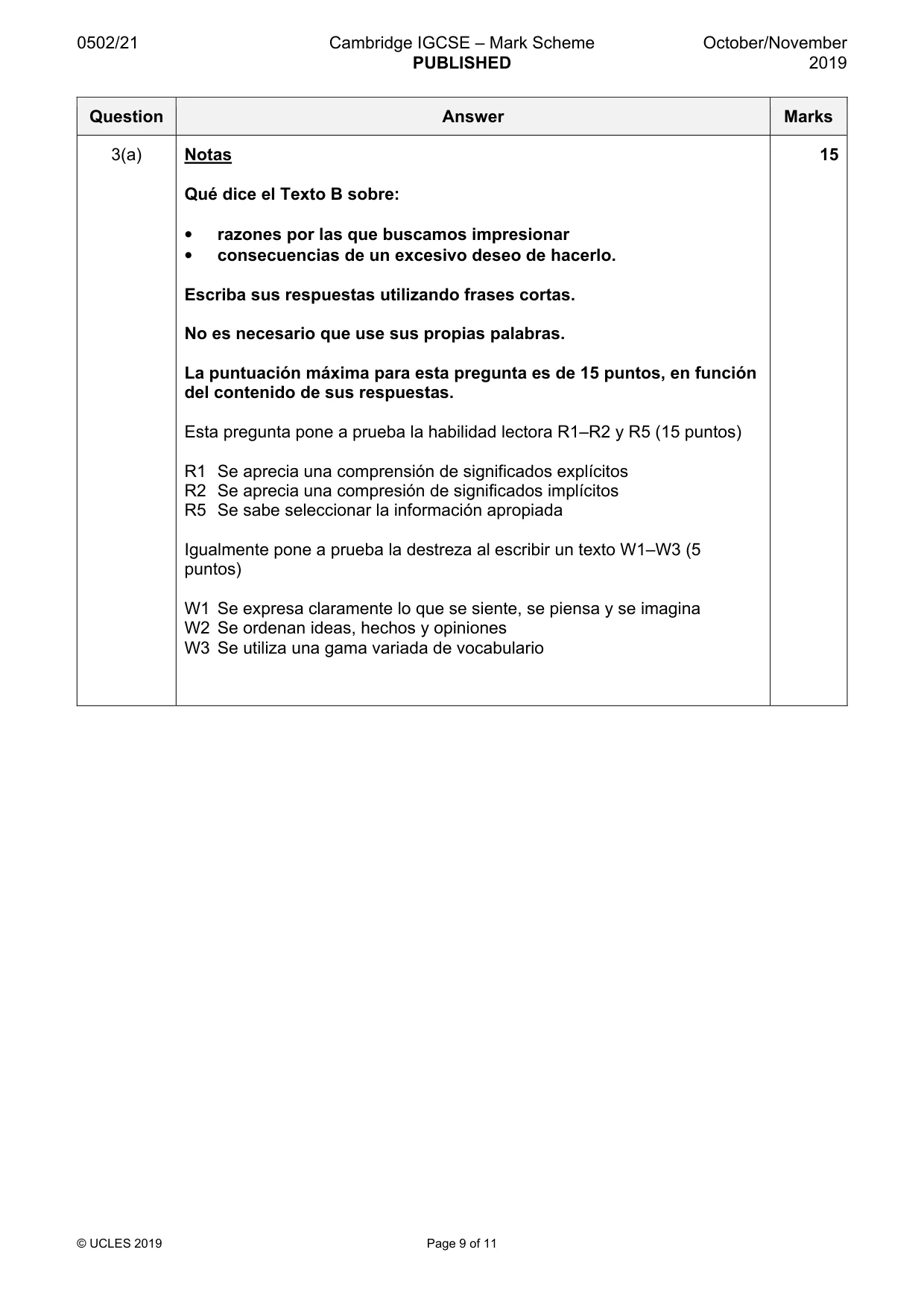 Mark scheme, page 9 of 11