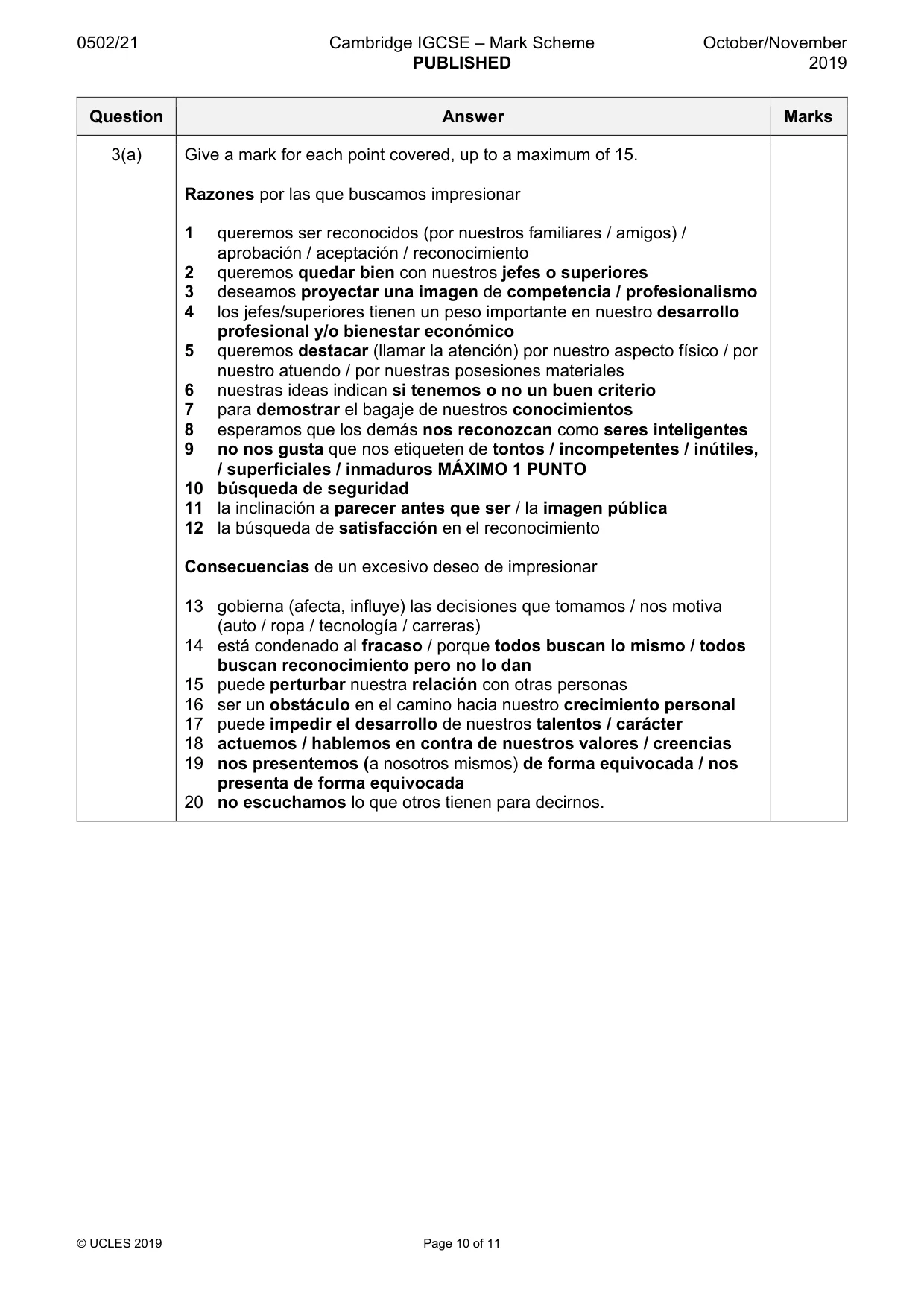 Mark scheme, page 10 of 11