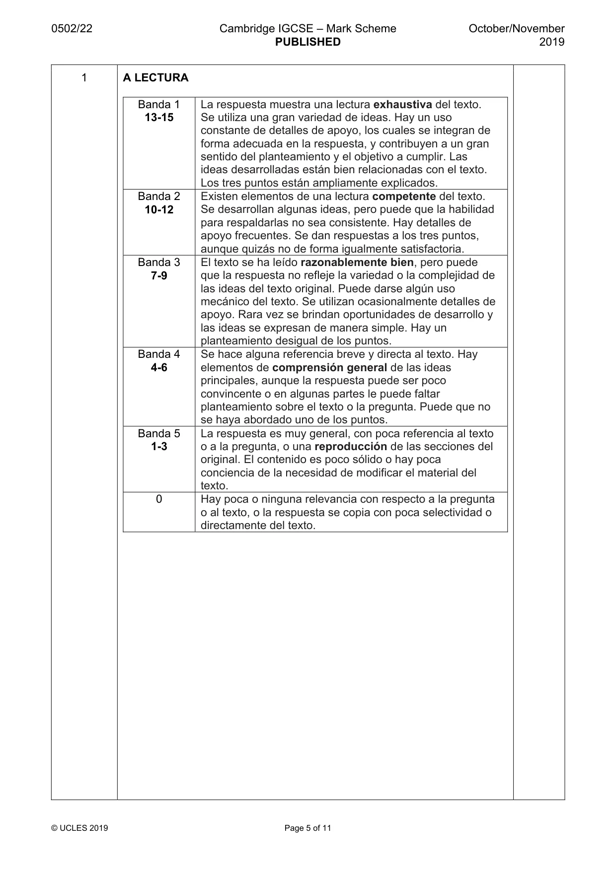 Mark scheme, page 5 of 11