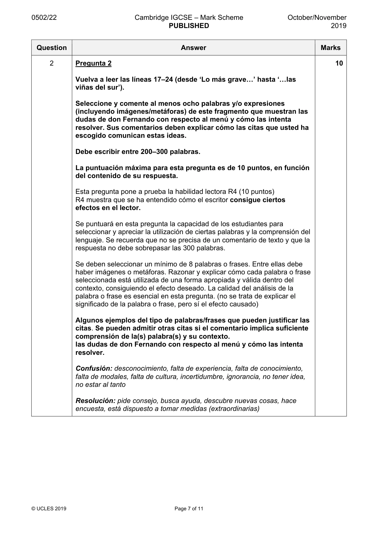 Mark scheme, page 7 of 11